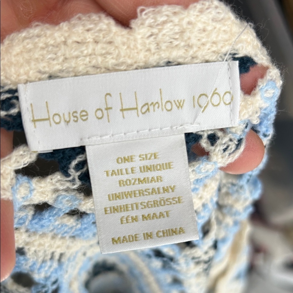 House Of Harlow 1960 Blue and Cream Crochet Fringe Sweater Shrug Coverup
One Siz - Picture 2 of 9